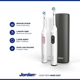 Jordan ® | Clean Smile Brosse à dents électrique | Brosse à dents électrique rechargeable avec charge rapide, batterie longue