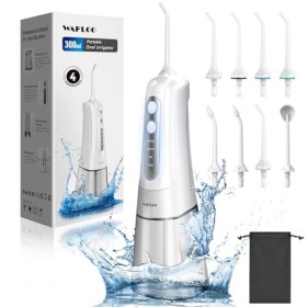 WAFLOO Hydropulseur dentaire sans fil : Irrigateur buccal 8 jets 4 modes portable, réservoir de 300 ml, rechargeable par USB,