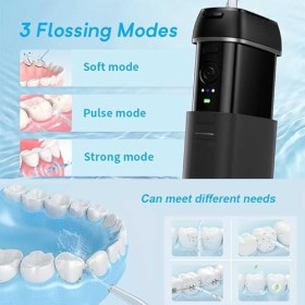 Irrigateur Buccal Portable Mini Sans Fil - 3 modes de pulsation, Réservoir deau de 140 ml, IPX7, idéal pour la famille et le