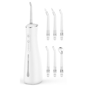 Jet Dentaire Hydropulseur électrique rechargeable sans fil 4 buses 4 modes 300ML Réservoir deau IPX7 étanche pour les voyage
