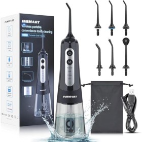 Hydropulseur dentaire électrique avec 4 modes et 6 pointes de jet, 300 ml, nettoyant dentaire à jet deau doux avec gencives,