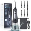 Hydropulseur dentaire électrique avec 4 modes et 6 pointes de jet, 300 ml, nettoyant dentaire à jet deau doux avec gencives,