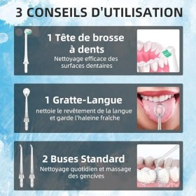 Jet Dentaire Hydropulseur Portable, Jet Dentaire Sans Fil Rechargeable avec 4 Modes Capacité de 310 ml IPX7 Étanche e1