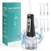 Jet Dentaire Hydropulseur Portable, Jet Dentaire Sans Fil Rechargeable avec 5 Mode set 6 Buses Capacité de 300 ML IPX7 Étanch