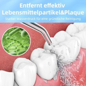 Jet Dentaire Hydropulseur Portable, Jet Dentaire Sans Fil Rechargeable avec 5 Mode set 6 Buses Capacité de 300 ML IPX7 Étanch