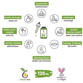 Huile de Jojoba BIO 120ml - 100% native, pressée à froid, végan - Sérum visage anti-âge et anti-rides, corps, cheveux, peau, 