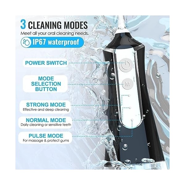 BNEHHOV Hydropulseur Dentaire Sans Fil Portable, Irrigateur Oral Électrique, Nettoyage Dentaire, Détartrant, Réservoir Deau 