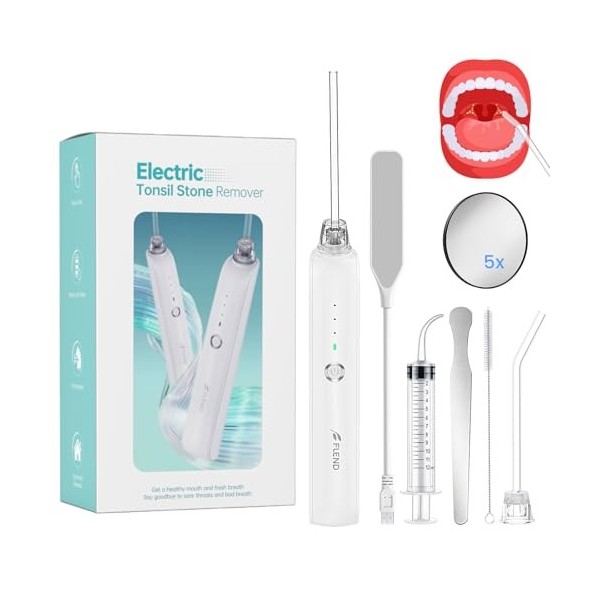 Kit délimination des amygdales électrique en 2 têtes daspiration, hydropulseur à 3 vitesses, 8 pièces détachant de pierre d