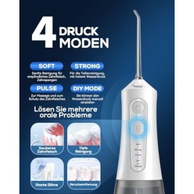 JTF Hydropulseur dentaire électrique sans fil - 5 modes et 9 buses USB-C - Rechargeable - Étanchéité IPX7 - Pour le nettoyage