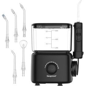 Sawgmore Hydropulseur dentaire électrique avec 10 niveaux de pression réglables, capacité de 600 ml, irrigateur oral avec 5 e
