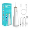 FlossJet Jet Dentaire Hydropulsuer Professionnel Irrigateur Oral de 300ML 5 Buses 4 Modes USB Chargé Étanche IPX7 Jet Dentair