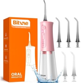 Bitvae Hydropulseur dentaire électrique sans fil, 3 modes et 5 intensités, hydropulseur avec 6 conseils de jet, hydropulseur 