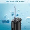 Sawgmore Hydropulseur dentaire électrique sans fil avec 4 buses, rotatif à 360 °, étanche IPX6, à piles, pour voyages/famille