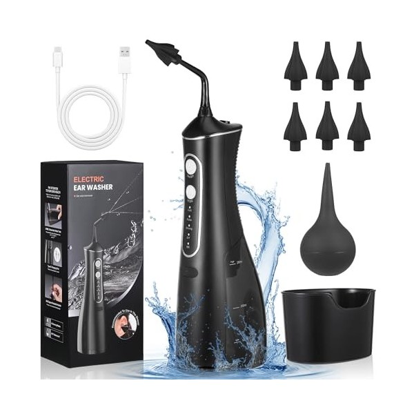 Eliminateur de cérumen,Nettoyeur doreilles électrique pour adultes avec 4 modes de nettoyage,IPX7 étanche à leau Pression d