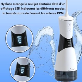 Hyelose Jet Dentaire Hydropulseur - IPX7 Étanche, 350ml, 5 Modes & 5 Embouts - Soin Complet des Dents, Langue, Gencives Sensi