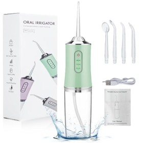 Hydropulseur dentaire sans fil pour les dents, irrigateur buccal portable, 3 modes, 4 embouts de jet, nettoyage en profondeur