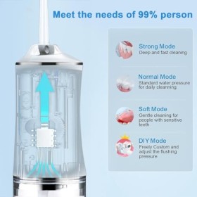 Hydropulseur dentaire sans fil pour les dents, irrigateur buccal portable, 3 modes, 4 embouts de jet, nettoyage en profondeur