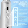 Jet Dentaire Hydropulseur Portable, Jet Dentaire Sans Fil Rechargeable avec 5 Mode set 6 Buses Capacité de 300 ML IPX7 Étanch
