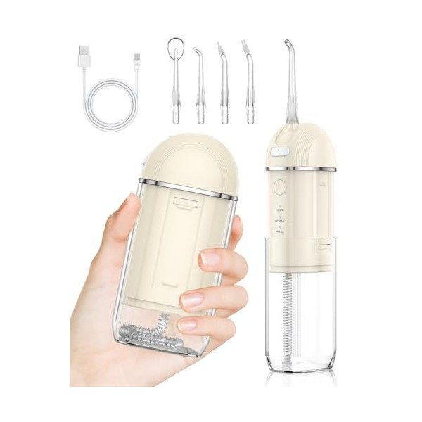 Jet Dentaire Hydropulseur Sans fil:Detartreur Dentaire avec 3 Modes et 4 Buses, Hydropulseurs et Irrigateurs Oral Dentaire Re