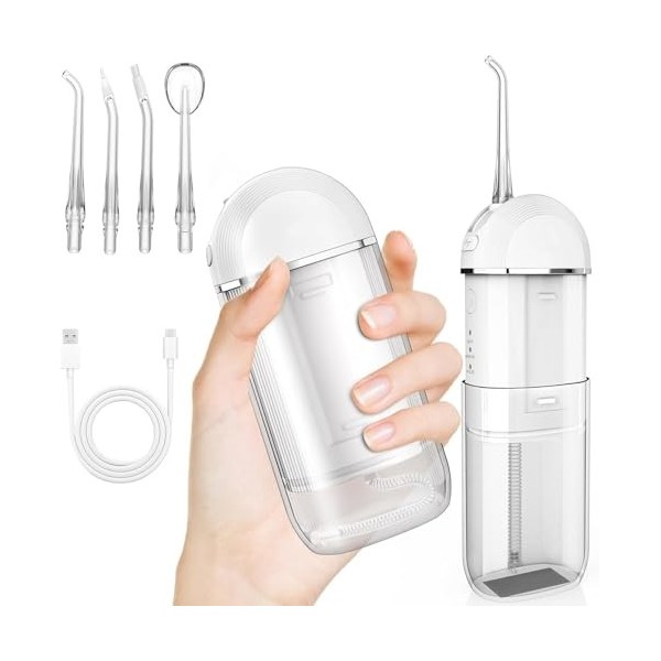Jet Dentaire Hydropulseur Portable: Detartreur Dentaire avec 3 Modes et 4 Buses, Hydropulseurs et Irrigateurs, USB Rechargeab