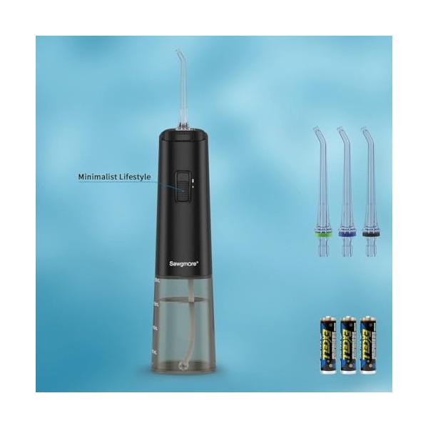 Hydropulseur jet Dentaire Portable, Hydropulseur et Irrigateurs Oral avec 4 Embouts, Étanche IPX6 fil Dentaire pour Voyage et