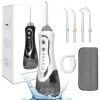 EVISTR Hydropulseur dentaire électrique pour les dents - Irrigateur oral sans fil 300 ml - 4 embouts - Pour la maison, les vo