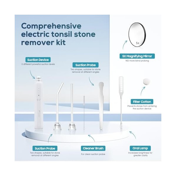 Kit de nettoyage d’amygdales, Caseum Amygdale Aspirateur, Outil électrique Délimination Calculs dAmygdales, Outil Pour Enle