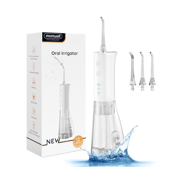 Hydropulseur dentaire électrique sans fil - Avec réservoir deau de 300 ml - Nettoyeur interdentaire portable - Pour voyage e