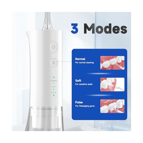 Hydropulseur dentaire électrique sans fil - Avec réservoir deau de 300 ml - Nettoyeur interdentaire portable - Pour voyage e