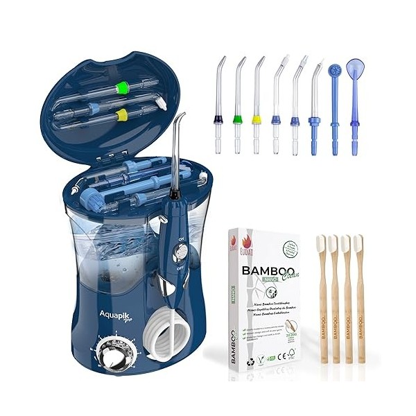 Aquapik Pro, Irrigateur Dentaire Professionnel. Comprend : 8 buses, 10 niveaux de puissance. Capacité 600 ml Le cadeau compre