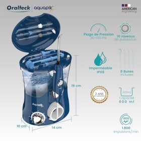 Aquapik Pro, Irrigateur Dentaire Professionnel. Comprend : 8 buses, 10 niveaux de puissance. Capacité 600 ml Le cadeau compre