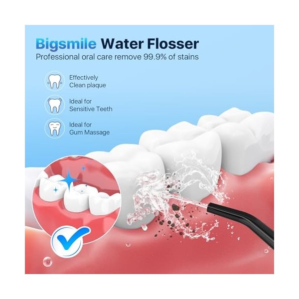 Hydropulseur sans fil puissant pour des gencives saines - Irrigateur buccal dentaire rechargeable pour gencives sensibles, ap