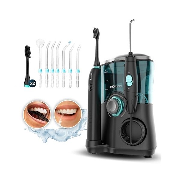 Cecotec Centre de Station Buccale ou Dentaire Bamba ToothCare Jet Clean. 18 W, Irrigateur 600 ml de Capacité, 10 Niveaux de P
