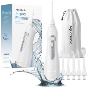Aquasonic Aqua Flosser – Hydropulseur professionnel rechargeable avec 4 embouts – Irrigateur buccal avec 3 modes – Hydropulse