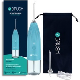 Y-Brush - Hydro-go - Hydropulseur Jet Dentaire - Portable - Sans Fil - Rechargeable - Réservoir 100ml pour la maison et les v
