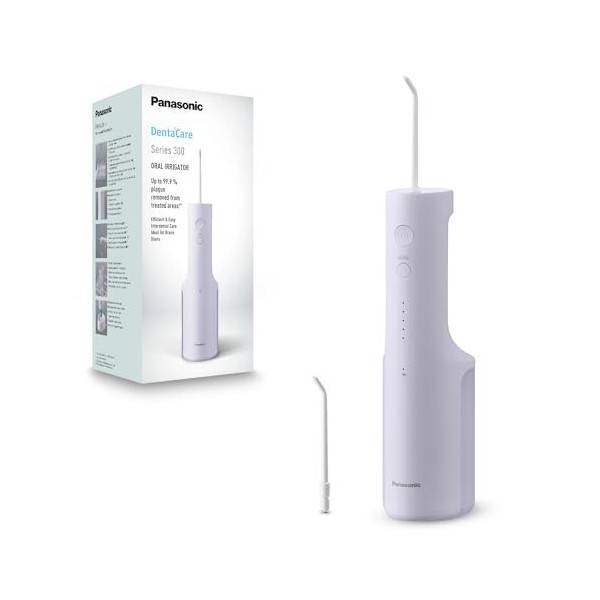 Panasonic Series 300 Hydropulseur Dentaire Ultrasonique EW-DJ27-A303, Jet dentaire, Irrigateur Oral, 200ml, IPX7, 4 Embouts S