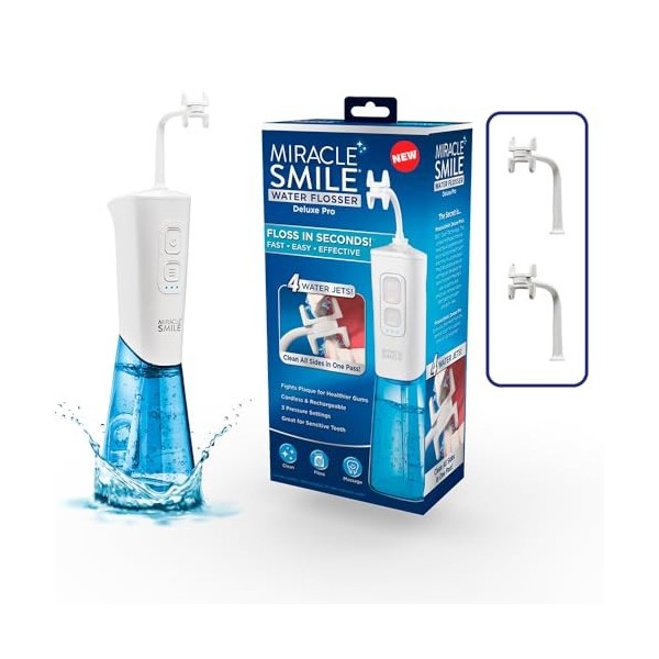 Ontel Hydropulseur Miracle Smile pour la santé des dents et des gencives, tête unique en forme de H et 4 jets deau, hydropul