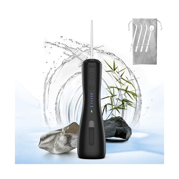 Hydropulseur [portable sans fil] 6 modes et irrigateur oral dentaire rechargeable IPX7, nettoyeur de dents à eau, hydropulseu