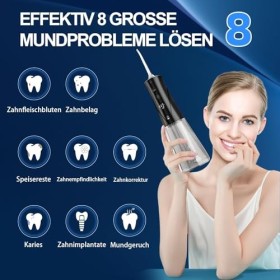 Hydropulseur dentaire électrique sans fil - 3 modes et 5 intensités avec 8 buses - Réservoir deau de 300 ml - Rechargeable U