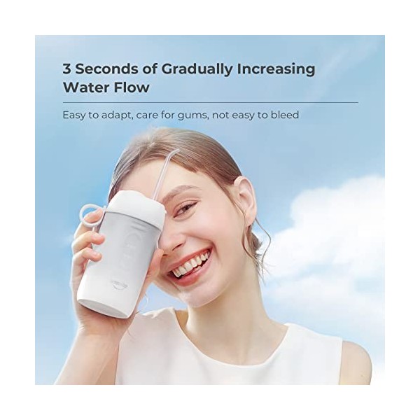 usmile Jet Dentaire Hydropulseur Sans Fil Portable, Jet Dentaire de Voyage avec 3 Niveaux de Pression et 3 Buses IPX7 Étanche