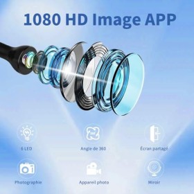 VITCOCO Jet Dentaire Hydropulseur avec caméra, 1080P HD Detartreur Dentaire avec 2 Modes 12 Vitesses et 5 Embouts de Jet 350M