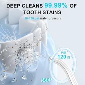 Hydropulseur Portable Jet Dentaire avec 5 Buses et 4 Modes, 280 ML Réservoir deau | USB-C Rechargeable | IPX7 Etanche, Irrig