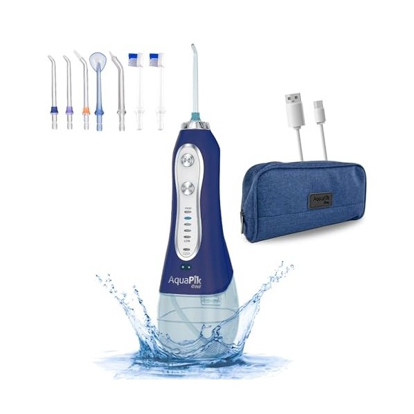 Aquapik One, Irrigateur dentaire et nasal portable. Comprend 8 buses multifonctionnelles. 5 modes dutilisation.Capacité 300 