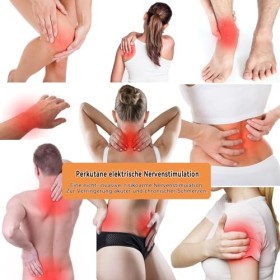 TENS/EMS/Massage, thérapie anti-douleur TENS, stimulation électrique des muscles EMS, 4électrodes, Noir réutilisables incluse