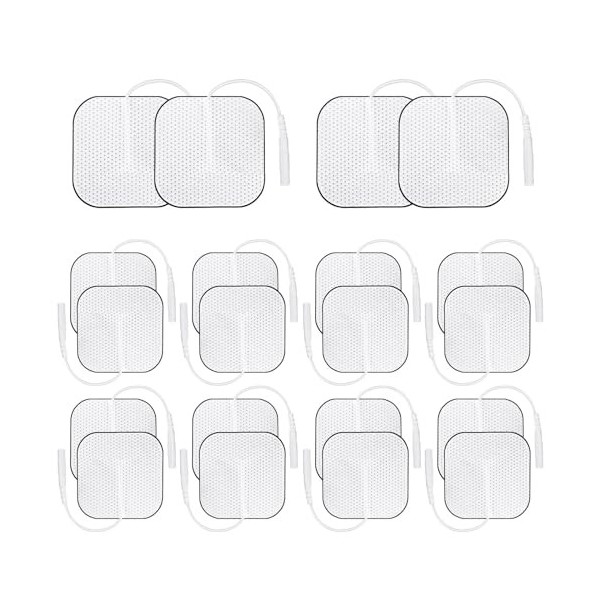 TENS Lot de 20 électrodes autocollantes réutilisables pour thérapie de la douleur TENS, acupuncture, appareil de massage, 5 x