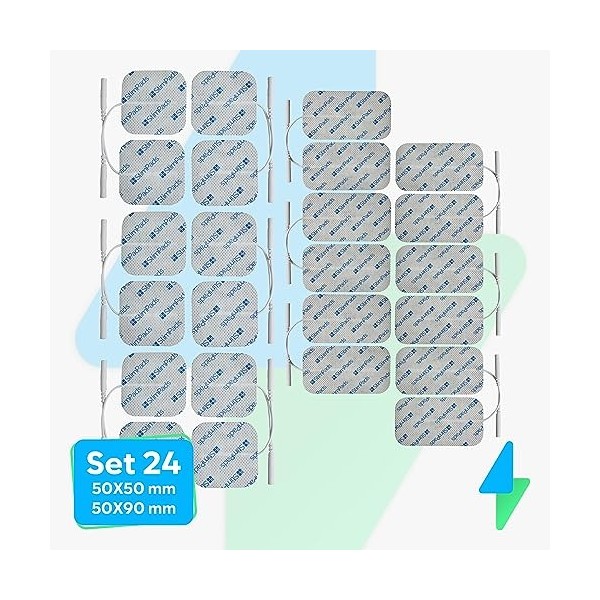 Électrodes StimPads - Mélange 50x50 & 50x90mm connecteur broche 2mm - Adhérence et conductivité excellentes - Électrodes adhé