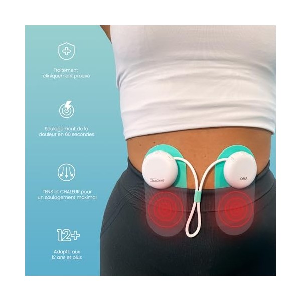 TensCare OVA 3 Soulagement des douleurs menstruelles par TENS et chaleur. Sûr, cliniquement prouvé, sans médicament. Traite a
