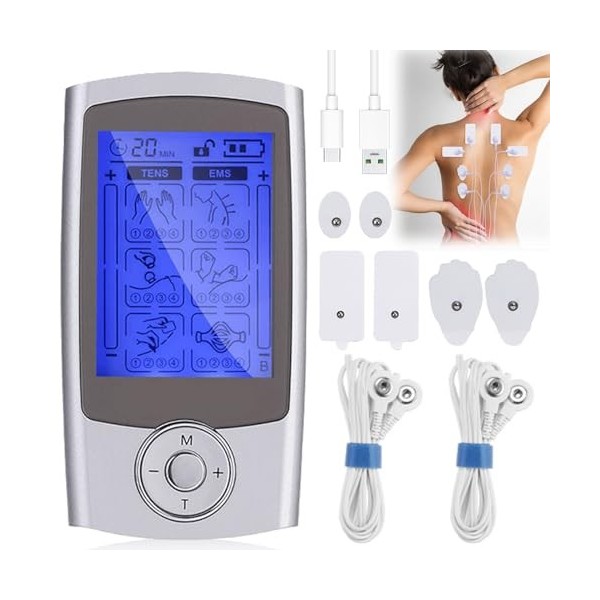 TENS EMS electrostimulateur musculaire, Appareil de thérapie de la douleur TENS rechargeable electrostimulation appareil appa