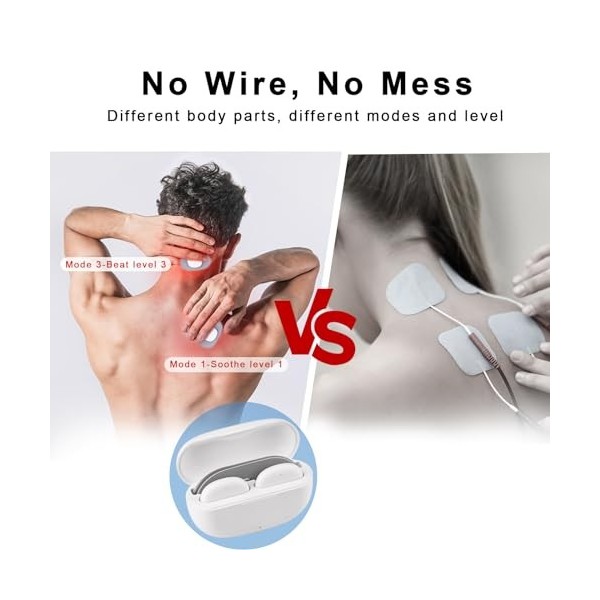 TENS EMS Electrostimulateur Musculaire Wireless - Puersit Stimulateur Musculaire 6 Programmes de Massage 16 Intensité Réglabl