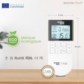 Boston Tech® Elettrostimolatore Muscolare | 3 en 1: TENS + EMS + Fitness | Soulagement Efficace de la Douleur + Entraînement 